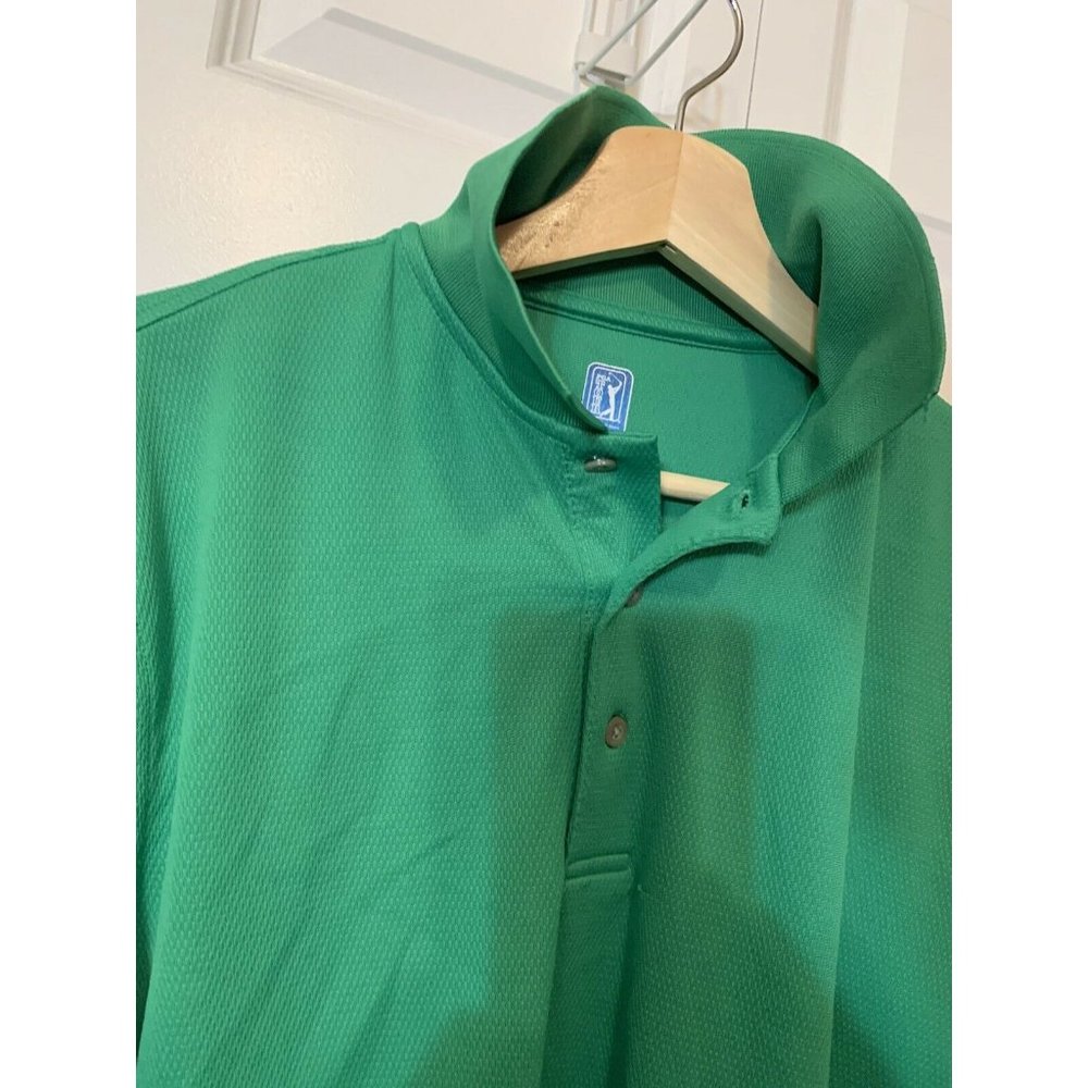 PGA Tour Mens Sz‎ M Golf Polo Shirt Green Short Sleeve